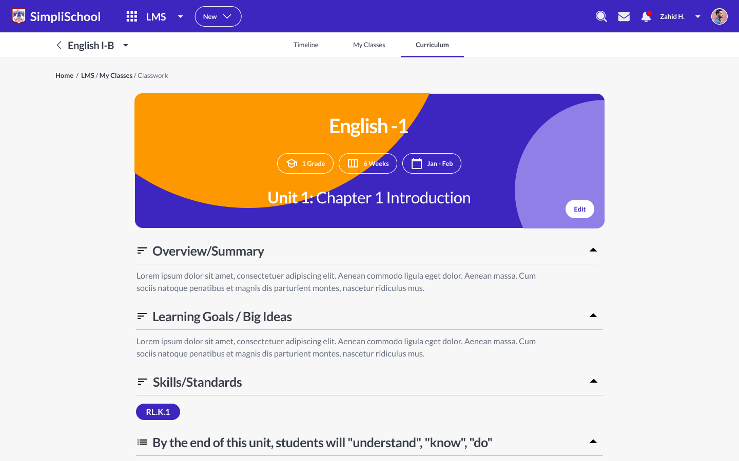 Curriculum unit preview for English 1: overview, learning goals, skills and standards, and what students should understand, know and do
